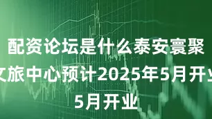 配资论坛是什么泰安寰聚文旅中心预计2025年5月开业