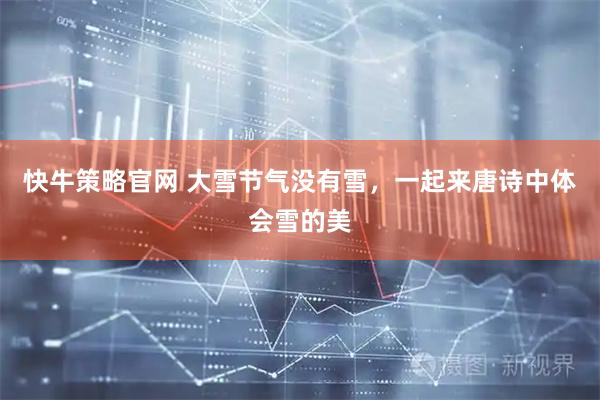 快牛策略官网 大雪节气没有雪，一起来唐诗中体会雪的美